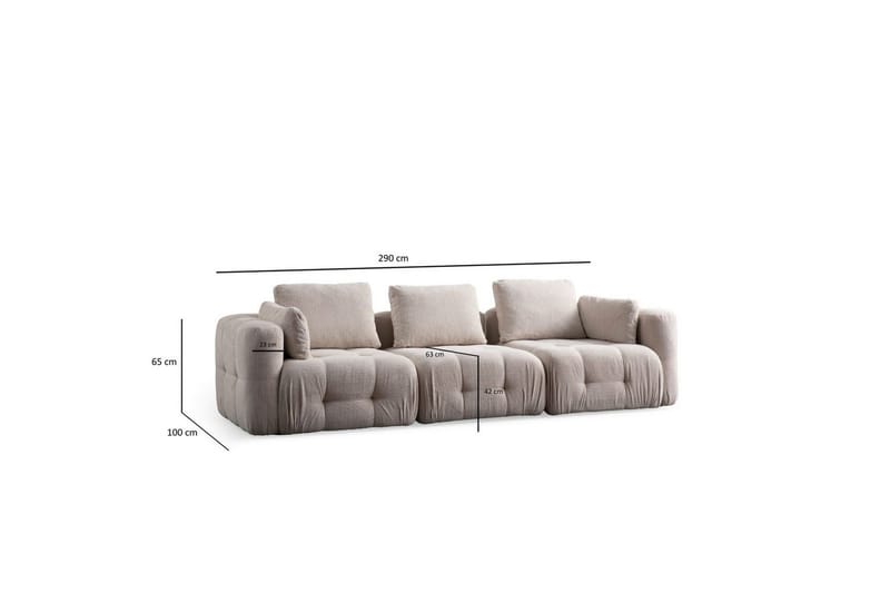 Yvara Soffa 3-sits - Beige - Möbler - Soffa - Modulsoffa - Komplett modulsoffa
