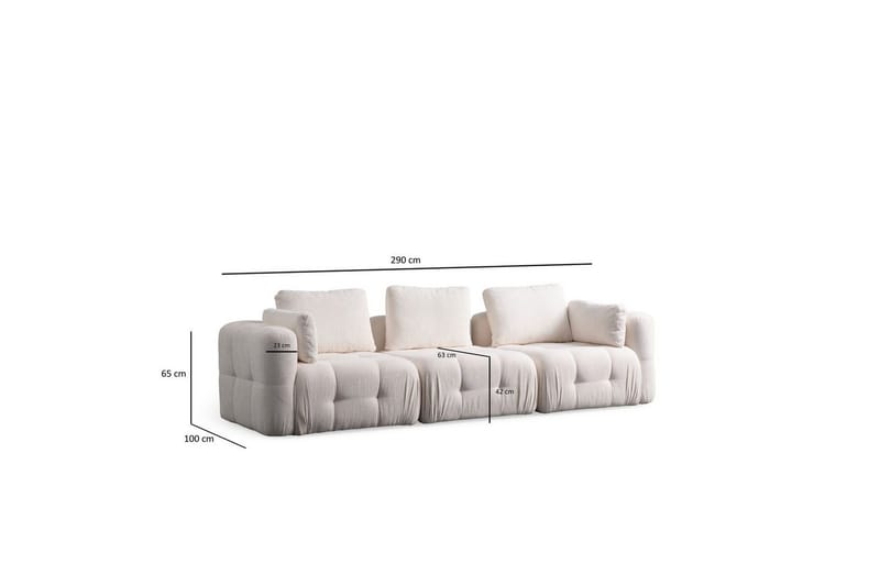 Yvara Soffa 3-sits - Vit - Möbler - Soffa - Modulsoffa - Komplett modulsoffa