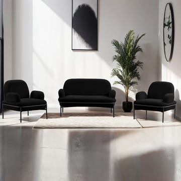 Zyricus Soffgrupp 2-sits Soffa + 2 Fåtöljer Teddy - Svart - Möbler - Soffa - Soffgrupp