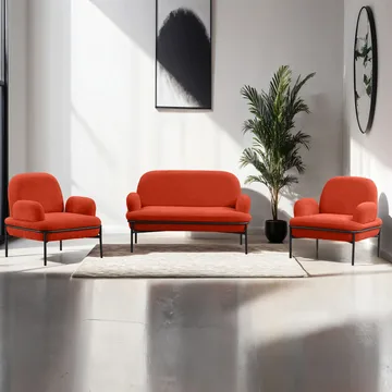 Zyricus Soffgrupp 2-sits Soffa + 2 Fåtöljer Teddy - Tegelröd - Möbler - Soffa - Soffgrupp