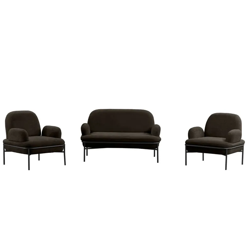 Zyricus Soffgrupp 2-sits Soffa + 2 Fåtöljer Teddy, Antracit