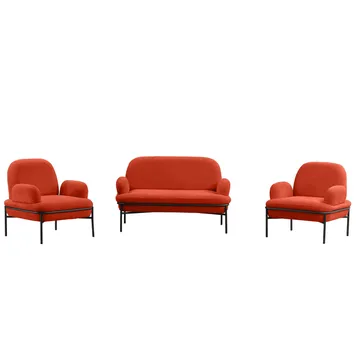 Zyricus Soffgrupp 2-sits Soffa + 2 Fåtöljer Teddy - Tegelröd - Möbler - Soffa - Soffgrupp