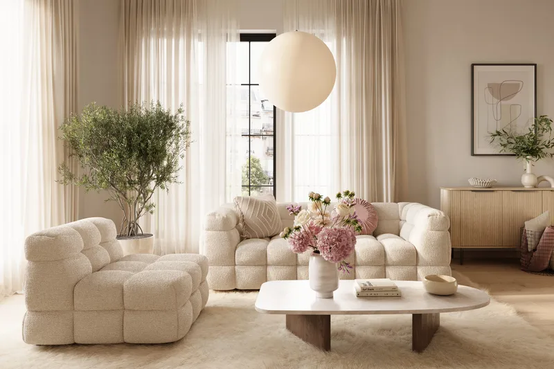 Elise Bubblig Fåtölj - Beige Teddy - Möbler - Fåtölj & stolar - Fåtölj