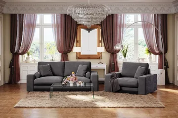 Adelsö by Gynning Djup Sammetsfåtölj - Mörkgrå - Möbler - Fåtölj & stolar - Fåtölj