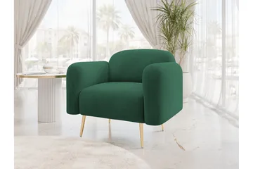 Alros Modern Fåtölj i Tyg med Metallben - Grön - Möbler - Fåtölj & stolar - Fåtölj