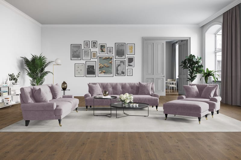 Andrew Loveseat Sammet - Lila/Mässing - Möbler - Fåtölj & stolar - Fåtölj - Sammetsfåtölj