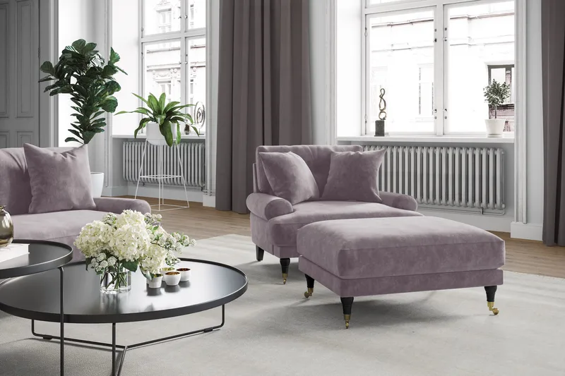 Andrew Loveseat Sammet - Lila/Mässing - Möbler - Fåtölj & stolar - Fåtölj - Sammetsfåtölj