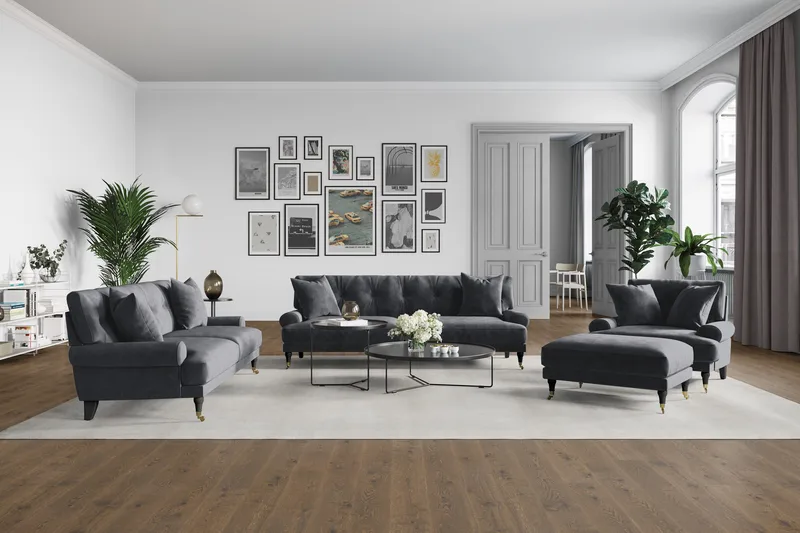 Andrew Loveseat Sammet - Mörkgrå/Mässing - Möbler - Fåtölj & stolar - Fåtölj