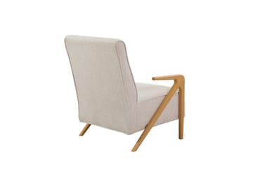 Austen Fåtölj i Tyg med Träarmstöd - Beige - Möbler - Fåtölj & stolar - Fåtölj