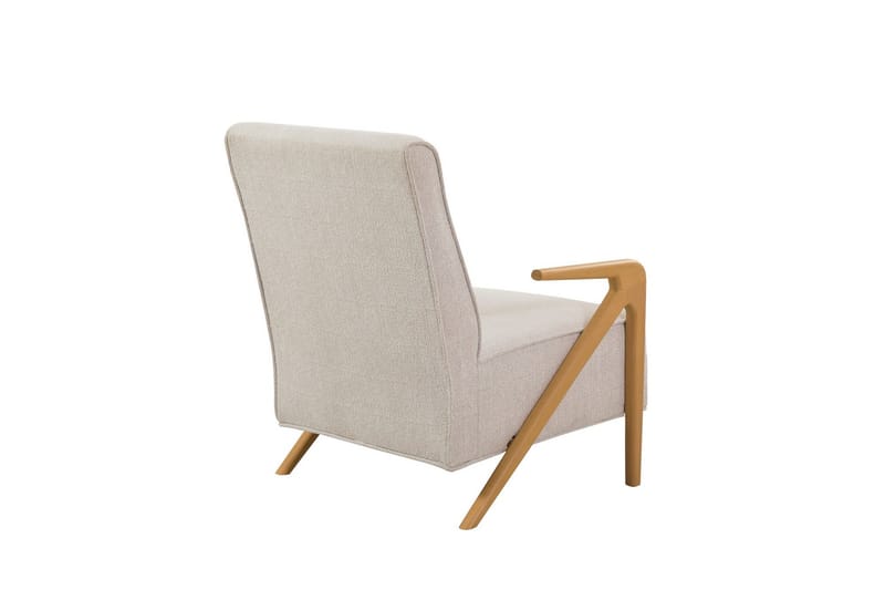 Austen Fåtölj i Tyg med Träarmstöd - Beige - Möbler - Fåtölj & stolar - Fåtölj