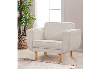 Austen Fåtölj i Tyg med Träben - Beige - Möbler - Fåtölj & stolar - Fåtölj