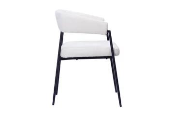 Ayana Matstol med armstöd - Vit Bouclé / Metallben Svart - Möbler - Fåtölj & stolar - Karmstol