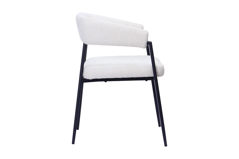 Ayana Matstol med armstöd - Vit Bouclé / Metallben Svart - Möbler - Fåtölj & stolar - Karmstol