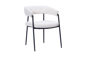 Ayana Matstol med armstöd - Vit Bouclé / Metallben Svart - Möbler - Fåtölj & stolar - Karmstol