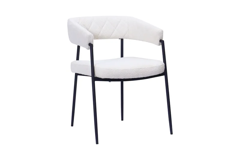 Ayana Matstol med armstöd - Vit Bouclé / Metallben Svart - Möbler - Fåtölj & stolar - Karmstol