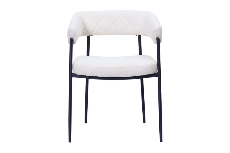 Ayana Matstol med armstöd, Vit Bouclé / Metallben Svart