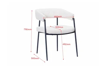 Ayana Matstol med armstöd - Vit Bouclé / Metallben Svart - Möbler - Fåtölj & stolar - Karmstol