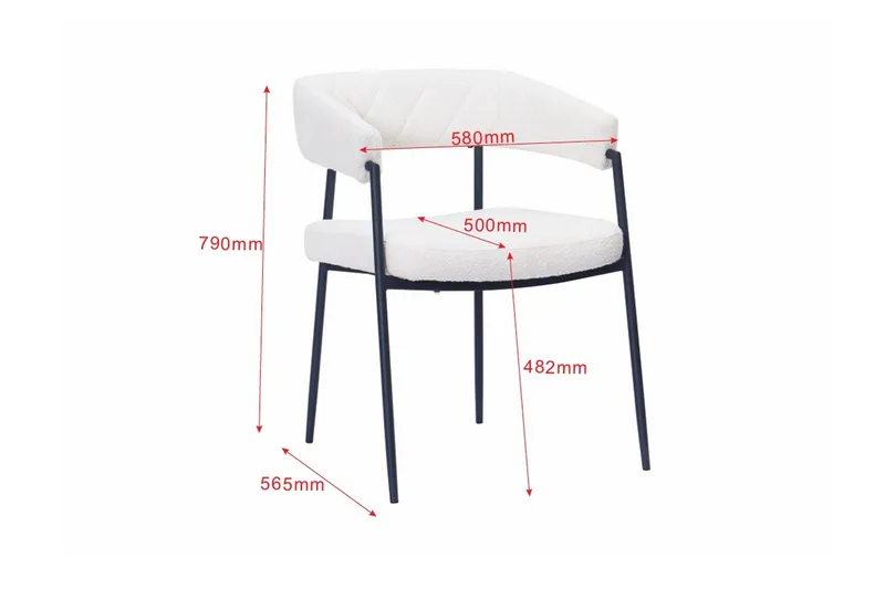 Ayana Matstol med armstöd - Vit Bouclé / Metallben Svart - Möbler - Fåtölj & stolar - Karmstol