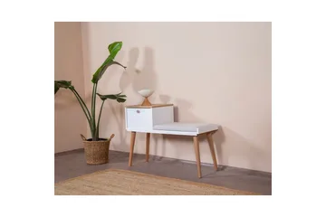 Bänk Vit / Ek - Vit - Möbler - Fåtölj & stolar - Pall & puff