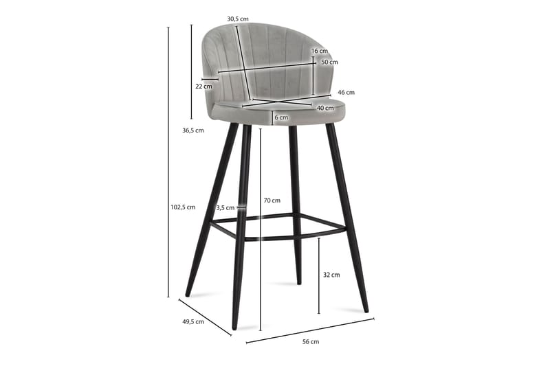 Babby Barstol 103 cm - Ljusgrå - Möbler - Fåtölj & stolar - Barstol & barpall