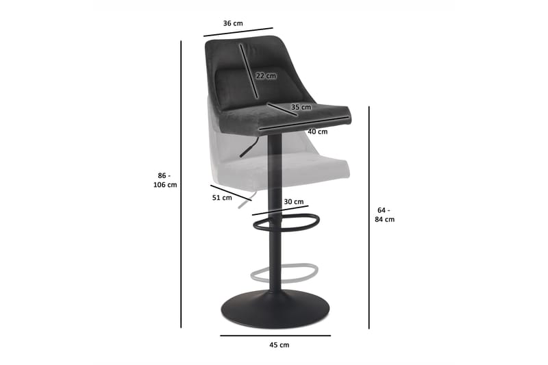 Baccha Barstol 106 cm - Mörkgrå - Möbler - Fåtölj & stolar - Barstol & barpall