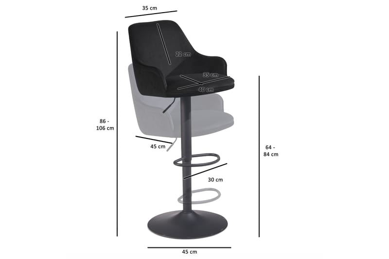 Badan Barstol 106 cm - Antracit - Möbler - Fåtölj & stolar - Barstol & barpall