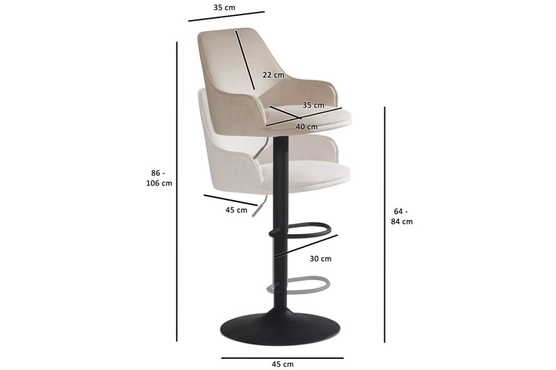 Badan Barstol 106 cm - Beige - Möbler - Fåtölj & stolar - Barstol & barpall