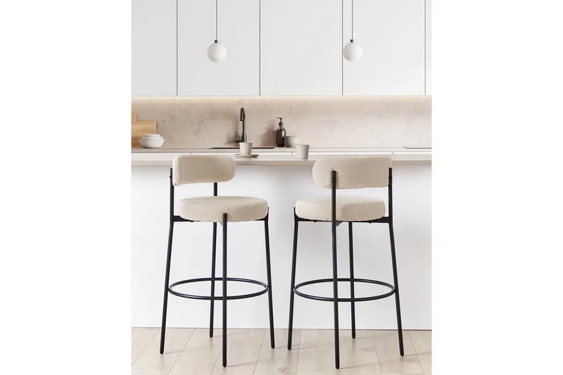 Barstol Allison set om 2 Beige-Svart - Beige-Svart - Möbler - Fåtölj & stolar - Barstol & barpall