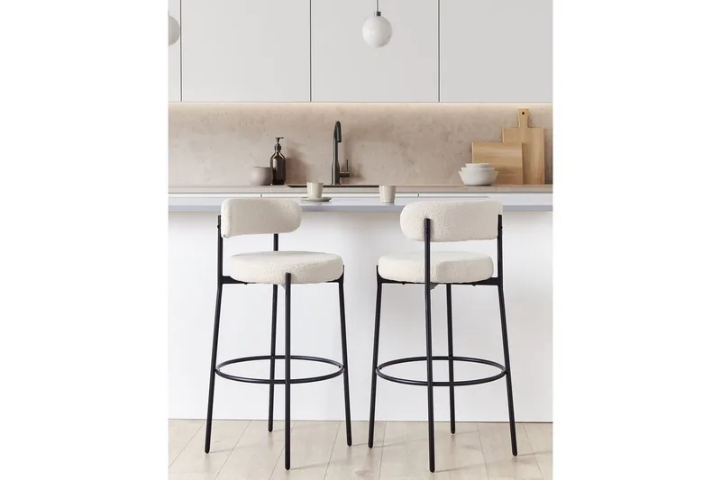 Barstol Allison set om 2 Vit-Svart - Vit-Svart - Möbler - Fåtölj & stolar - Barstol & barpall