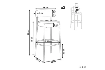 Barstol Allison set om 2 Vit-Svart - Vit-Svart - Möbler - Fåtölj & stolar - Barstol & barpall