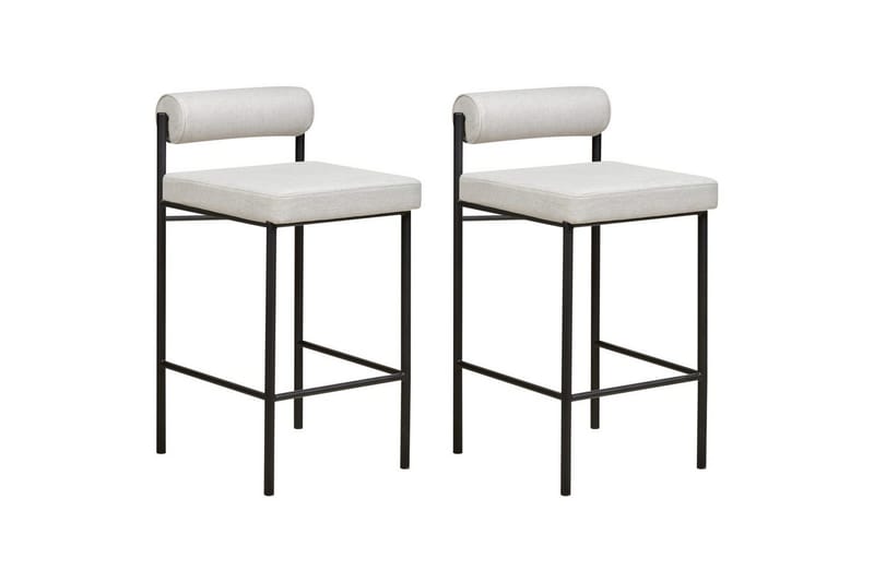 Barstol Amaya set om 2 Ljusgrå-Svart, Polyester, Ljusgrå-Svart, Polyester