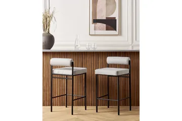 Barstol Amaya set om 2 Ljusgrå-Svart, Polyester - Ljusgrå-Svart, Polyester - Möbler - Fåtölj & stolar - Barstol & barpall