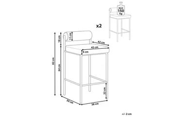 Barstol Amaya set om 2 Vit-Svart, Bouclé - Vit-Svart, Bouclé - Möbler - Fåtölj & stolar - Barstol & barpall