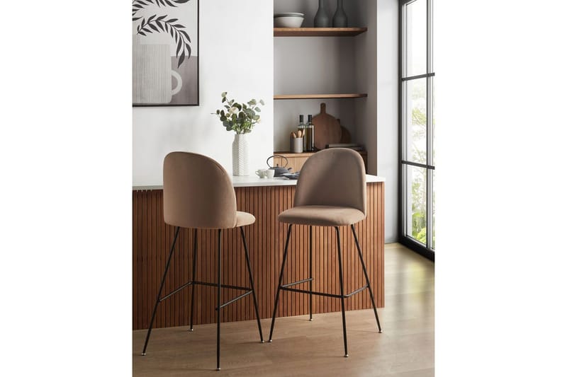 Barstol Arcola set om 2 Beige-Svart - Beige-Svart - Möbler - Fåtölj & stolar - Barstol & barpall