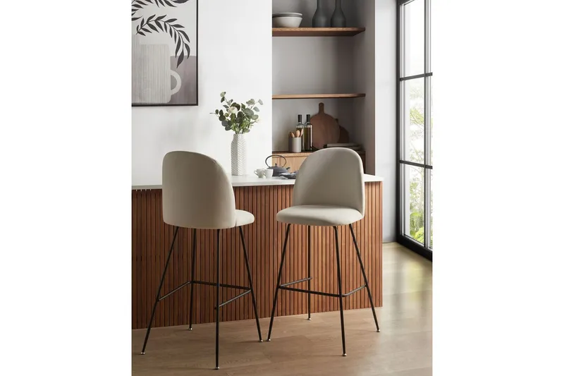 Barstol Arcola set om 2 Vit-Svart - Vit-Svart - Möbler - Fåtölj & stolar - Barstol & barpall