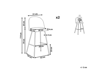 Barstol Arcola set om 2 Vit-Svart - Vit-Svart - Möbler - Fåtölj & stolar - Barstol & barpall