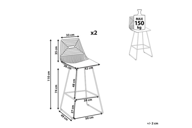 Barstol Bisbee set om 2 Rose Guld-Svart - Rose Guld-Svart - Möbler - Fåtölj & stolar - Barstol & barpall