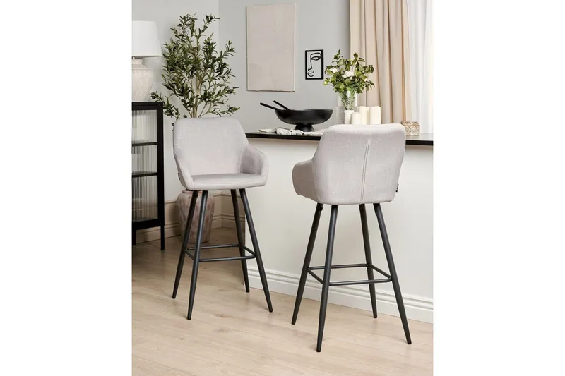 Barstol Casmalia set om 2 Beige-Svart - Beige-Svart - Möbler - Fåtölj & stolar - Barstol & barpall