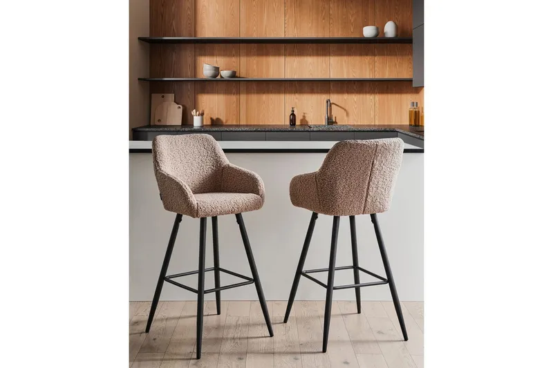 Barstol Casmalia set om 2 Beige/svart - Beige/svart - Möbler - Fåtölj & stolar - Barstol & barpall