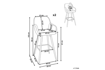 Barstol Casmalia set om 2 Beige/svart - Beige/svart - Möbler - Fåtölj & stolar - Barstol & barpall