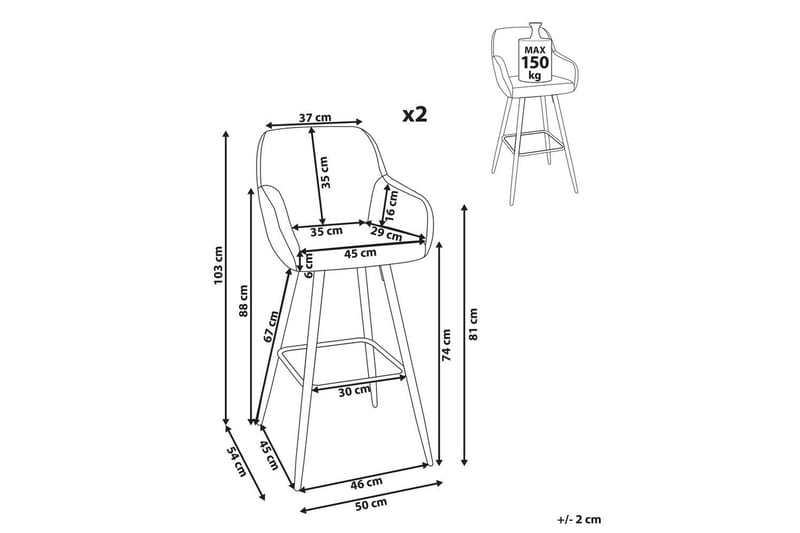 Barstol Casmalia set om 2 Beige/svart - Beige/svart - Möbler - Fåtölj & stolar - Barstol & barpall