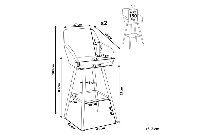 Barstol Casmalia set om 2 Blå-Svart - Blå-Svart - Möbler - Fåtölj & stolar - Barstol & barpall