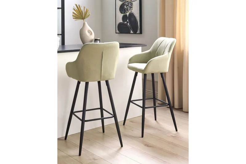 Barstol Darien set om 2 Grön-Svart - Grön-Svart - Möbler - Fåtölj & stolar - Barstol & barpall