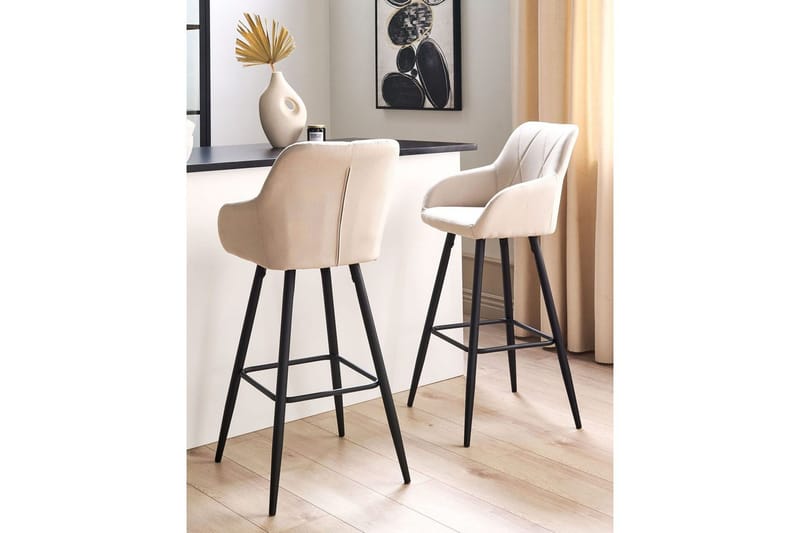 Barstol Darien set om 2 Ljusbeige-Svart - Ljusbeige-Svart - Möbler - Fåtölj & stolar - Barstol & barpall