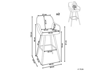 Barstol Darien set om 2 Ljusbeige-Svart - Ljusbeige-Svart - Möbler - Fåtölj & stolar - Barstol & barpall