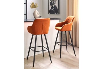 Barstol Darien set om 2 Orange-Svart - Orange-Svart - Möbler - Fåtölj & stolar - Barstol & barpall