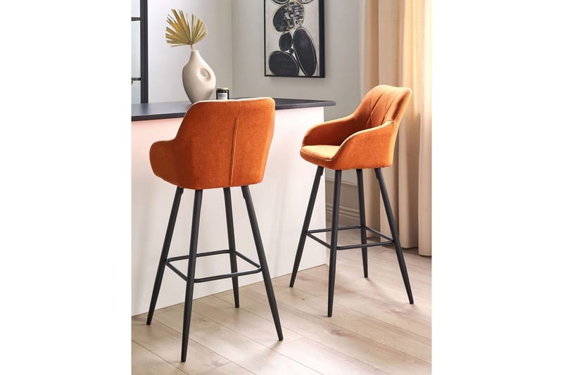 Barstol Darien set om 2 Orange-Svart - Orange-Svart - Möbler - Fåtölj & stolar - Barstol & barpall