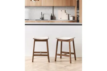 Barstol Dixon set om 2 Beige-Mörkt Trä - Beige-Mörkt Trä - Möbler - Fåtölj & stolar - Barstol & barpall