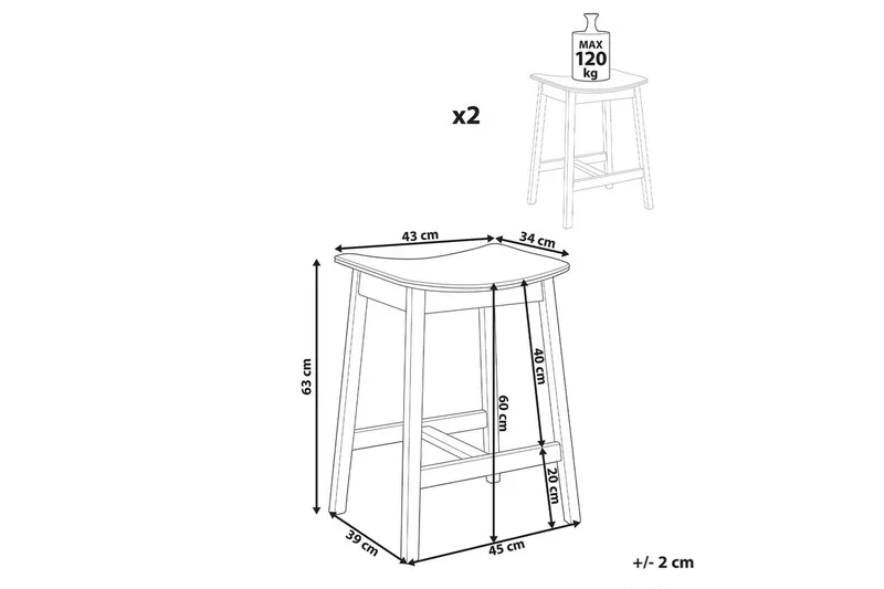 Barstol Dixon set om 2 Grå-Ljust Trä - Grå-Ljust Trä - Möbler - Fåtölj & stolar - Barstol & barpall