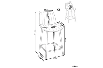 Barstol Dubrovnik set om 2 Beige-Svart - Beige-Svart - Möbler - Fåtölj & stolar - Barstol & barpall